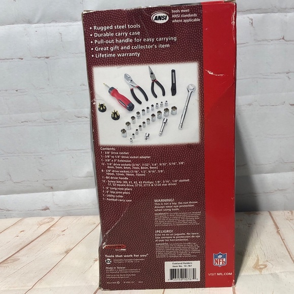 Raiders Nfl Team Football Tool Set 40 Piece Vintage Rare - Picture 3 of 15